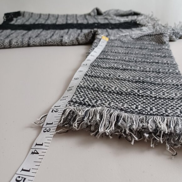Chico’s Grey Black Lace Fringes Open Front Sweater - Picture 13 of 16